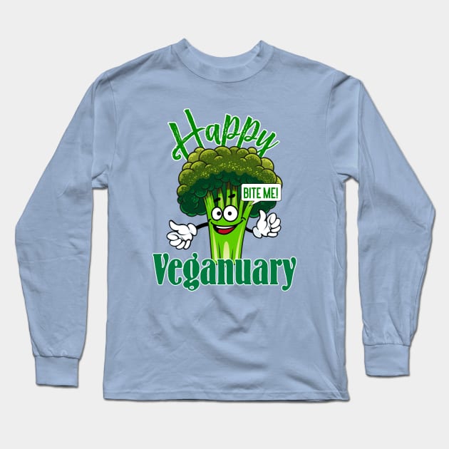 Happy Veganuary- Bite Me! Long Sleeve T-Shirt by JoeBiff